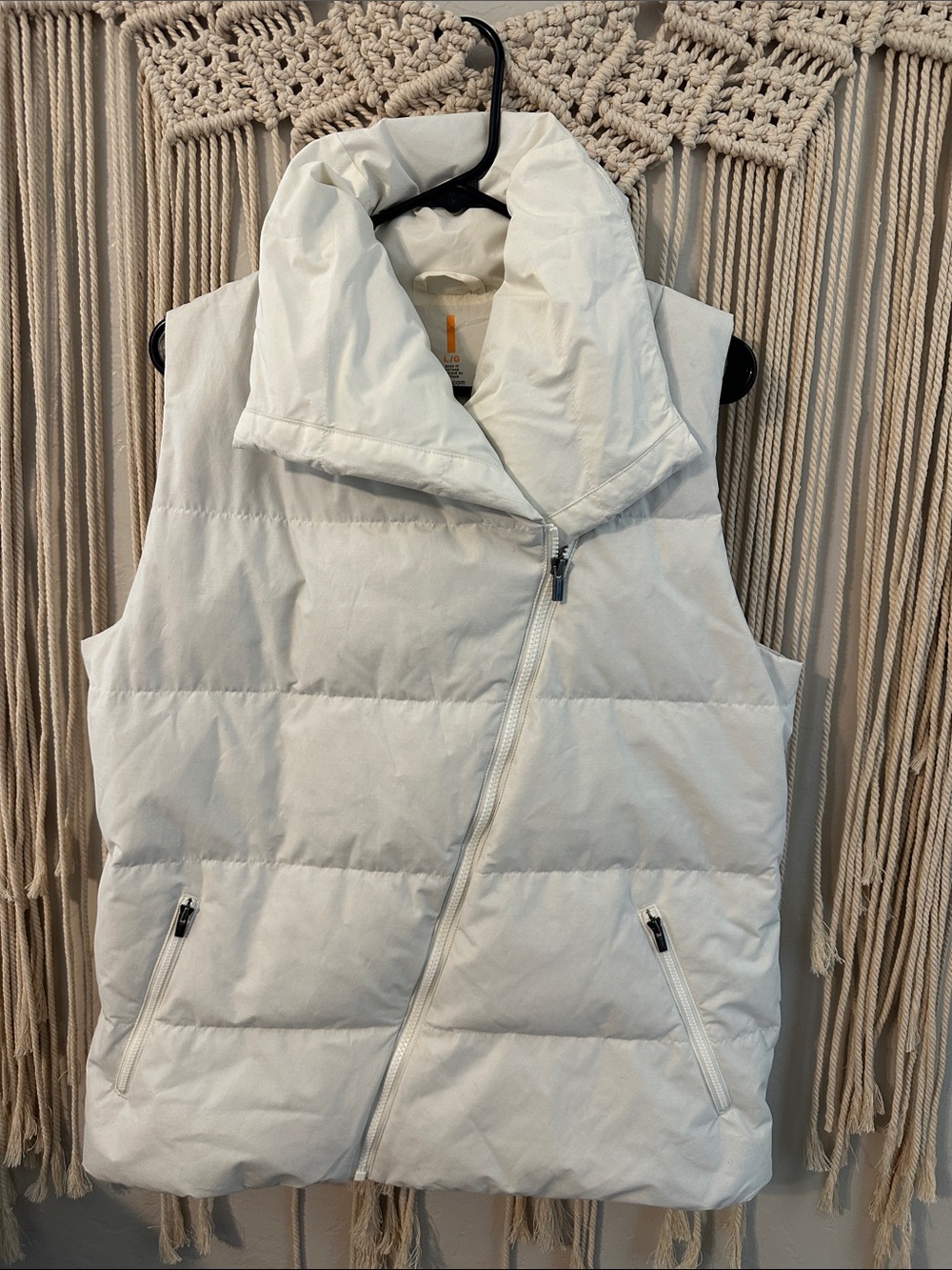 Lucy White Asymmetrical Puffer Vest